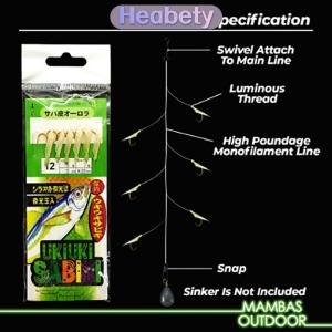 Heabety Trắng cá da Biomimetic Chuỗi móc Aji móc Angler móc ngư cụ