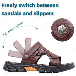 minbai01 [Anti slip] Summer mens sandals outdoor dual purpose crocodile pattern fashion slippers