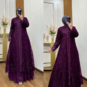 COD Leshia Dress Matt Ceruty Mix Brukat Size XL Baju Dress Wanita Kondangan Terbaru 2025 Murah New