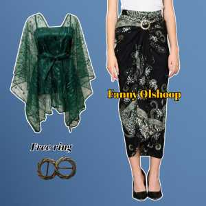 Paket Kondangan Oneset Cardi Brukat Baju Kondangan Wanita dan Rok Lilit Batik fanny olshoop