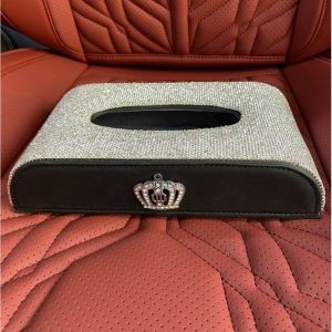 Hộp đựng khăn giấy đính đá thiên nga - vương miện full đá cao cấp