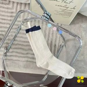 CLM ถุงเท้ากีฬา สีคลาสสิค ยืดหยุ่น ข้อยาว ผ้าฝ้าย  womens socks