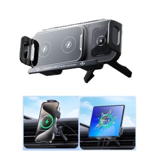 15W Universal Car Phone Wireless Charger Holder 360° Rotation Mount for Samsung Galaxy Fold 6 5 4 3 Z Flip S25 S24 Iphone 16 15