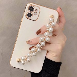OPBWQH Anti-Lost Fashion Cell Phone Lanyard Mobile Phone Accessories Crystal Rhinestone Pearl Mobile Phone Chain Phone Fall Prevention Phone Loss Prevention Strap