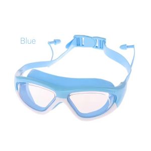 Kids Swimming Goggles Wide Vision Anti-Fog Anti-UV Pool Glasses with Ear Plugs Outdoor Sports Diving Eyewear Swimming Goggles Kids Swimming Glasses Silicone Waterproof Swimming Eyewear for Children
