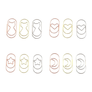 56Pcs Heart Shaped Design Paper Clips Bulk Metal Binders Clips Set with Deformation Resist for Bookmarking Documents