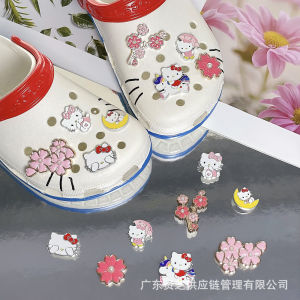 8Pcs Crocs Jibbitz Charms Pink Cherry Blossom Hello Kitty Cat Shoe Buckle Decoration for Crocs