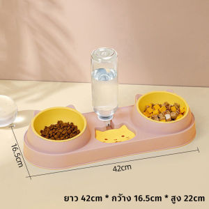 Aimayapet  ชามข้าวแมว ชามอาหารแมวชามคู่ น้ําพุแมวอัตโนมัติ 3 in 1 เติมน้ำอัตโนมัติ ถอดได้ ป้องกันการพลิกคว่ำ