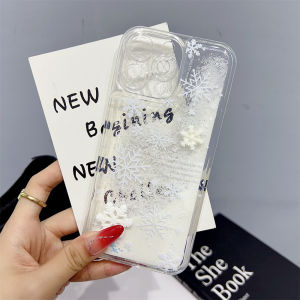 Glitter Snowflake Quicksand Pendant Case for iPhone 16 15 Pro Max 14 Plus 13 12 11 Cartoon Snowman Bling Flower Winter TPU Cover