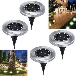 Ready Stock+Free 4PCS 8 Led Solar Ground Light Outdoor Waterproof Pathway Yard Indoor Street Buried Flood Lawn Lamp