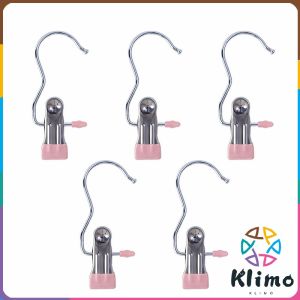 KLIMO Windproof with Hook Clothes Drying Clips Clothes Drying Hanger Stainless Steel Anti-slip Clip 5pcs