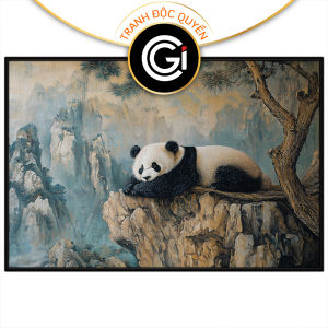 Tranh phong cảnh sơn thủy hữu tình gấu trúc đang ngủ.Tranh treo tườngdán tườngcanvasCGI-2055