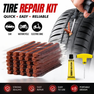 Urable 8-Piece Tubeless Tire Repair Kit Car and Motorcycle and E-Bike Emergency Patch Vacuum Tire