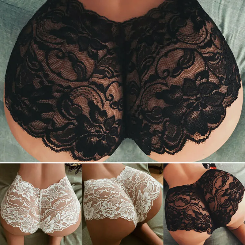 Musbeauty Plus Size Womens Sexy Lingerie Crotchless French Knickers Boxers  Lace Underwear Briefs Hollow Panties