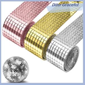 Ditur สติกเกอร์กระเบื้องโมเสคกระจกขนาด4x100ซม. แบบ DIY สติกเกอร์ติดผนังอะคริลิคทรงสี่เหลี่ยมขนาดเล็กมีกาวในตัวงานฝีมือตกแต่งบ้านงานปาร์ตี้