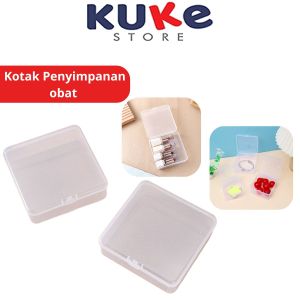 KUKE Kotak Box Plastik Kecil Transparan Tempat Penyimpanan Aksesoris Obat Grid Storage