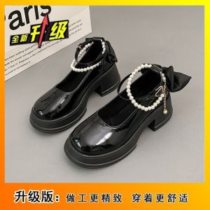 [Free Shipping] Hepburn-Style Versatile Platform Shoes With Thick Heels A New Autumn Fashion Trend Featuring A Bow Design