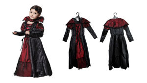 Girls Boys Vampire  Cosplay Costumes Black Queen Dresses Kids Carnival Party Children Clothes