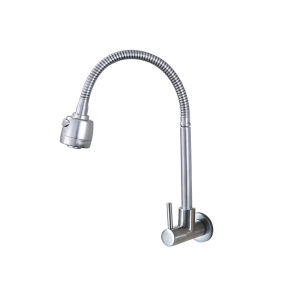 KOYOT Kran Cuci Piring Sink SUS 304 Keran Air Tembok 1/2 Inch Keran Angsa Fleksibel Kepala Besar