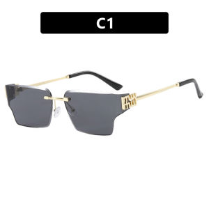 JN IMPRESSION Irregular Small Frame Sunglasses 2025 New European and American Frameless Cut Edge Metal Sunglasses Concave Shape Sunglasses for Women