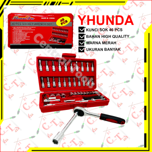Kunci Shock Set Yhunda 46 Pcs / Kunci Socket Wrench Tool Kit