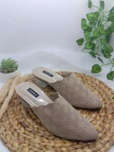 SANDAL HEELS HAK KACA 3CM HEELS BAKPAU HAK KACA HEELS RAJUT IMPORT JN-04
