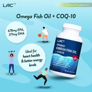 in  stock [Exp:08-27] LAC Primax Omega Fish Oil + CoQ-10 60s  2 in 1 EPA DHA Blood Pressure Cholesterol Enteric Coated 01404570