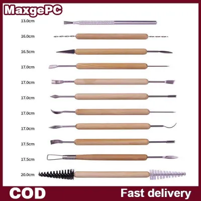 MaxgePC 11 cái gốm đất sét điêu khắc công cụ thiết lập hai mặt gốm Polymer đất sét khắc công cụ Kit với mịn tay cầm bằng gỗ