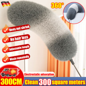 【300CM】Adjustable Stretch Extend Microfiber Feather Duster Household Dusting Brush Electrostatic adsorption Can be washed repeatedly with Telescopic Pole Stainless Steel Telescopic Retractable Duster Duster Brush Household Dusting Brush For Cleaning