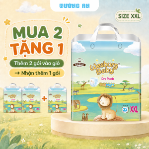 [MUA 2 TẶNG 1] Tã Quần Trẻ Em WESBURG BABY – Siêu Thấm Hút Thoáng Khí 360° Mềm Mại Ôm Khít Size XXL x32 miếng Cho Bé 15-19kg