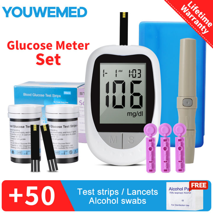 Blood Sugar Test Kit Original / Glucometer Complete Set / Blood Glucose Monitor With 50pcs Test Strips 50pcs Lancets For Blood Sugar