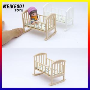 MEIKE001 1 12 Dollhouse Mini Cradle Baby Bed Rocking Bed Model Dollhouse Simulation Furniture Decoration Dolls House Accessories Play Toy