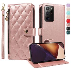 Cho Samsung Galaxy Note 20 / Note 20 Ultra / Note 10 / Note 10 Plus / Note 9 / Note 8 vỏ điện thoại dây kéo từ thơm gió ví da với đứng nắp gập có khe cắm thẻ bìa