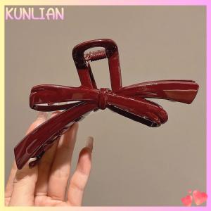 [KUNLIAN] Women Large Dark Red Color Hair Claws Barrettes Hairpins Plastic Ponytail Hair Clips Girls Senior Hair Shark Clip Accessories