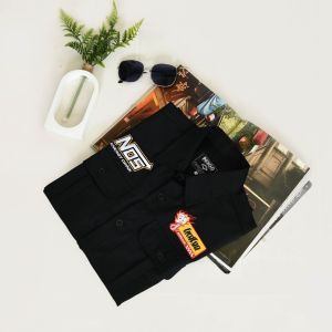 BNY Workshirt Kemeja Pria NOS Tangan Pendek Full Bordir Bahan Cotton Drill