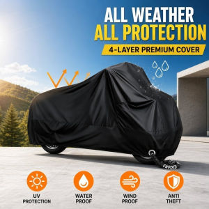 Motorcycle Cover Waterproof UV Protective Dustproof Outdoor All Season Thick Soft Lining XL 2XL