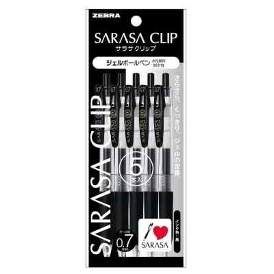 Zebra Sarasa Clip BLACK Gel Ball Pen 0.3/ 0.4/ 0.5 /0.7 /1.0 mm 5PCS/10PCS Gel Ballpoint Pen【Direct From Japan】