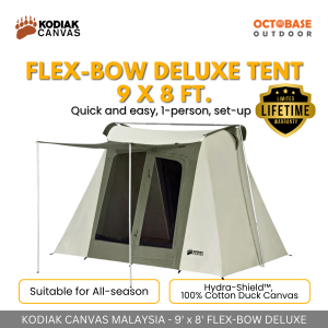 KODIAK CANVAS - FLEX-BOW 9x8 CANVAS TENT DELUXE WATERPROOF WINDPROOF HEAVY DUTY LONG-LASTING HYDRA-SHIELD 100% COTTON DUCK CANVAS TENT FOR CAMPING PICNIC SURVIVAL