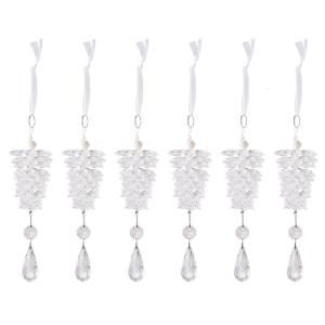 6 Pcs Simulated Pinecone Pendant Ornament Easy To Use Christmas Tree Decorations For Home Party Indoor Outdoor Use