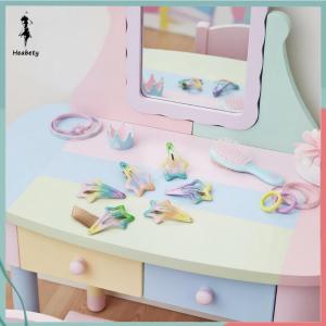 FUJIAS2🦋 6 12Pcs Girls Hair Accessories Colorful Hairpin Printed Paint Water Droplet BB Clip Cartoon Metal Children Hair Clip