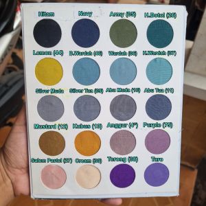 KATALOG WARNA\nKain Katun Bahan Toyobo Rollan Tojiro Royal Mix Murah Banyak Warna\nKain Katun Bahan Toyobo Royal Mix Tojiro Banyak Warna Murah