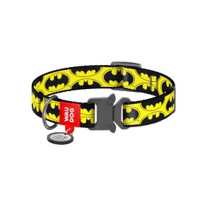 WAUDOG Nylon Dog Collar with Free Dog Smart ID Tag | DC Comics Superhero Designs | Adjustable Soft Nylon | Small to Large Dogs