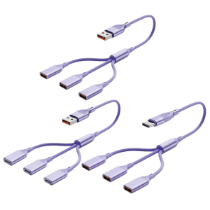 Multi Port USB2.0 Type C Adapter 3 Device Charging For Computer Car Home Office Plastic and Metal