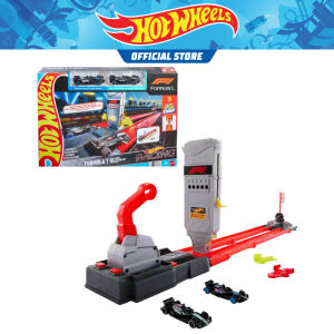 Hot Wheels Racing Formula 1 Grid Start Track Set & 2 Die-Cast F1 Cars in 1:64 Scale