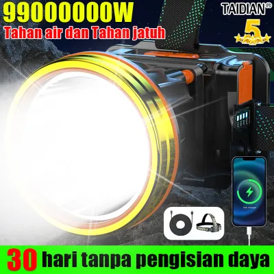 Lampu sorot kepala Menyinari 100000 meter TD Senter Kepala Senter Super Terang Kepala 300Watt cahaya putih Diterangi selama 500jam Super Terang senter kepala led Terang Jarak Jauh Senter Kepala USB Rechargeable Waterproof Camping Berburu Hiking