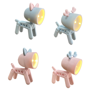 LED Dog Desk Lamp with Moveable Limbs and Adjustable Head Deer Light Plastic Texture for Eye Protection and Comfortable