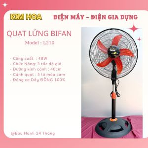 Quạt Lửng BIFAN Công Nghiệp L210 - 5 Cánh Cao Cấp Cỡ Lớn🔸48W - Cao 93-100cm - Đen Cam