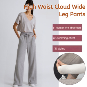 High Waist Cloud Wide Leg Pants Comfortable Slim Narrow Version Drape Low Saturation Casual Commute Trousers