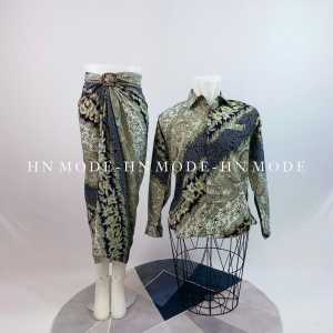 Gallery Batik - Couple kemeja panjang batik terbaru mix rok lilit floral