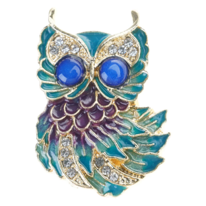 Unique Owl Shaped Enamel Brooch Accent With Detailed Feather Patterns Ideal For Stylish Mens Womens Outfits